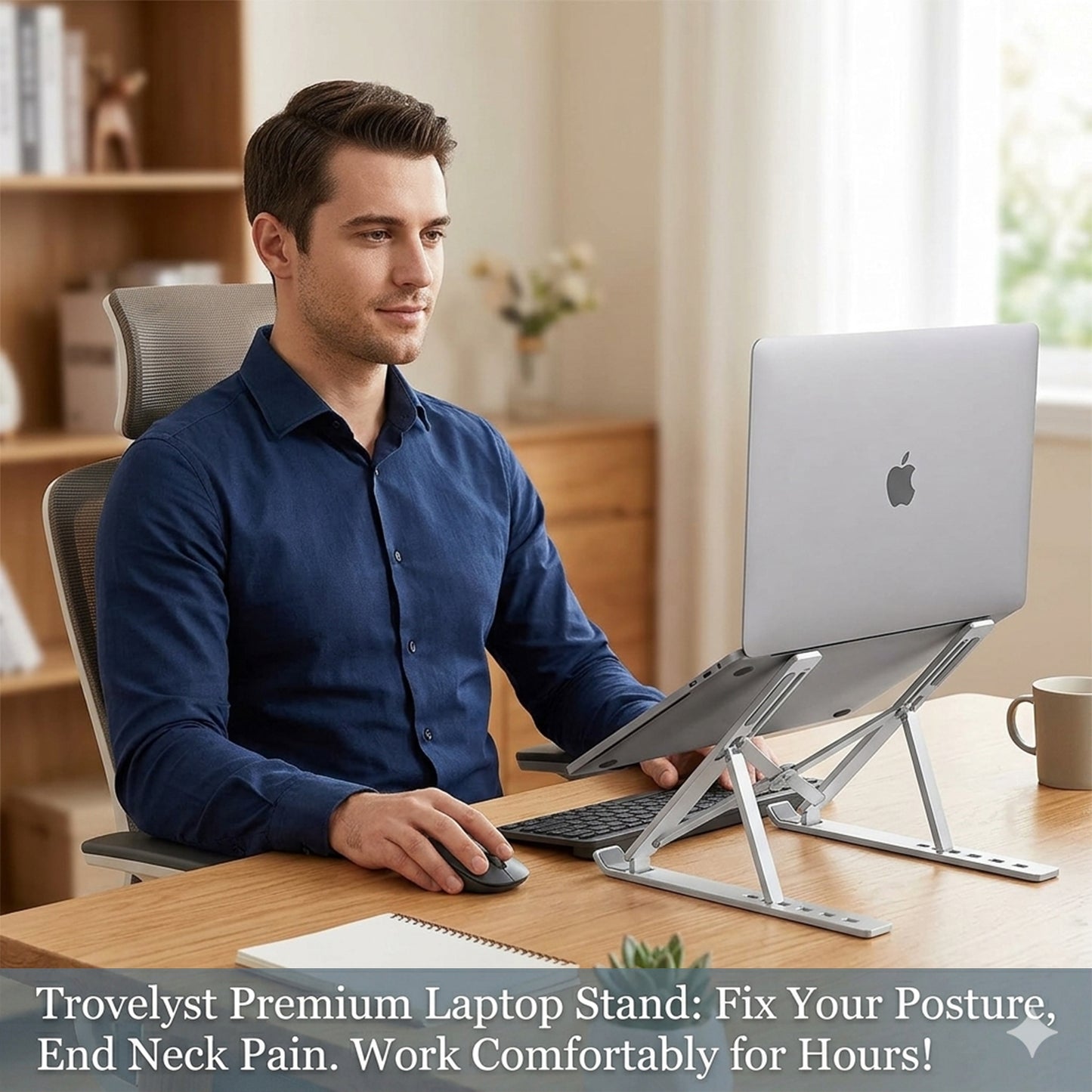 Premium Ergonomic Foldable Laptop Stand – Adjustable & Portable Aluminum Heat-Dissipation Mount