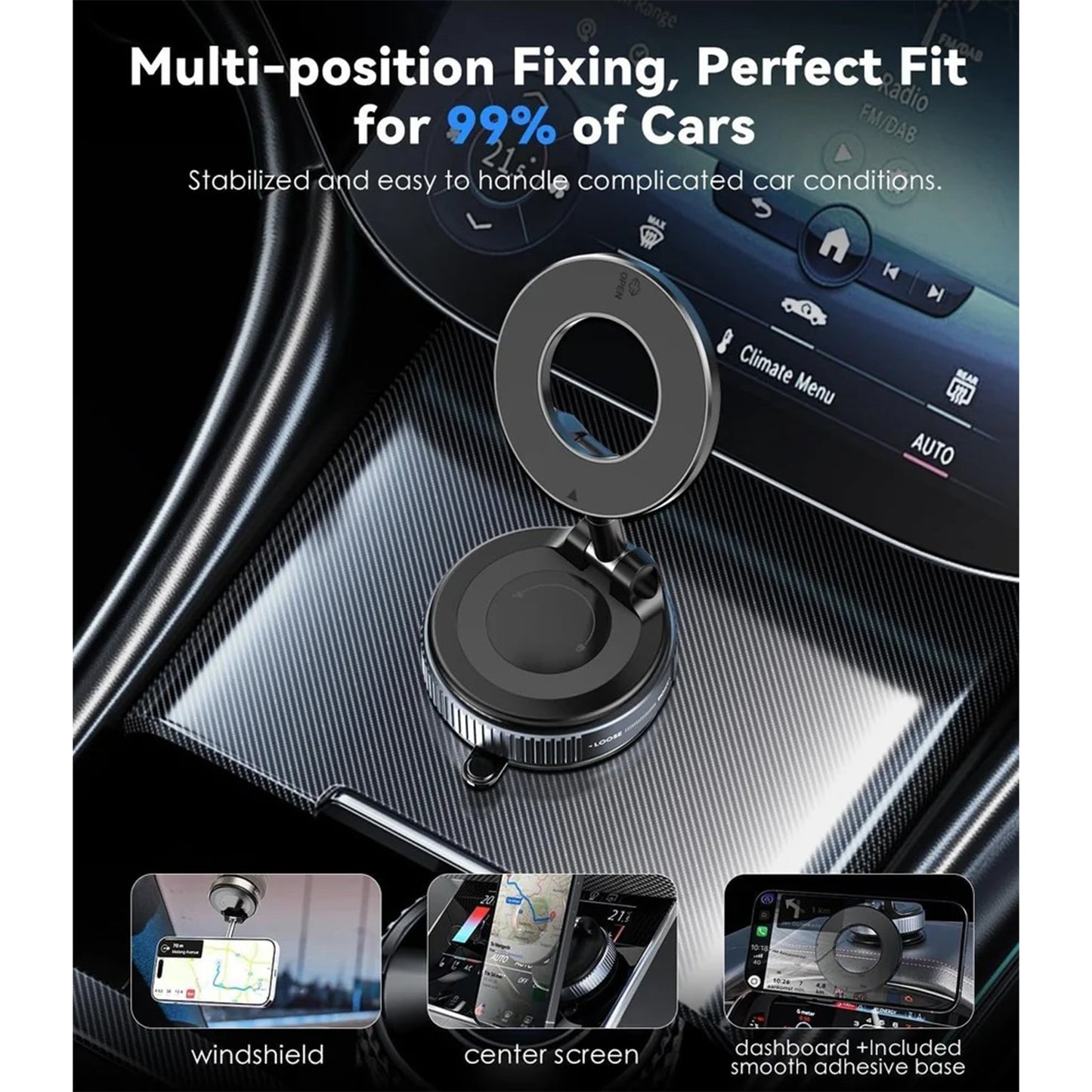 Mobile Phone Holder X68, K007 | 360° Rotatable Car Mount | Strong Grip Dashboard & AC Vent Mobile Holder
