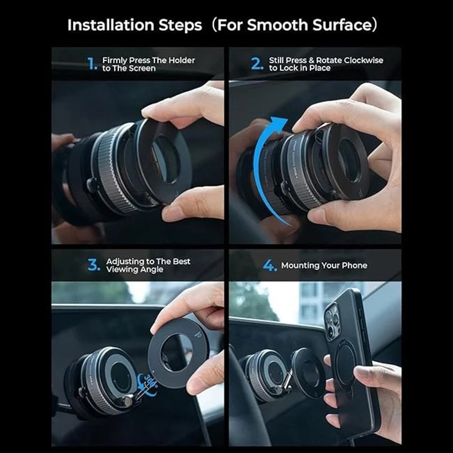 Mobile Phone Holder X68, K007 | 360° Rotatable Car Mount | Strong Grip Dashboard & AC Vent Mobile Holder