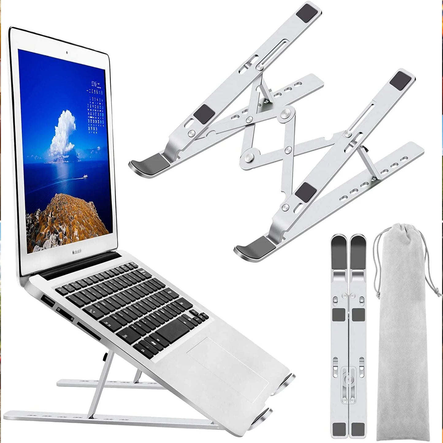 Premium Ergonomic Foldable Laptop Stand – Adjustable & Portable Aluminum Heat-Dissipation Mount
