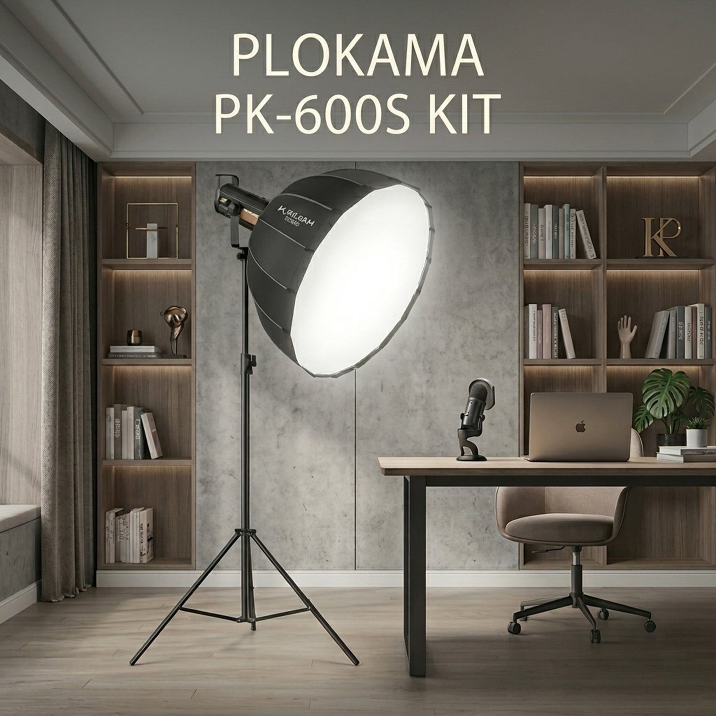 Plokama PK-600S Professional Studio LED Light Kit – 300W High-Power Photography Lighting with Soft Light Ball & 2.8M Tripod