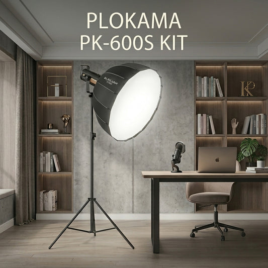 Plokama PK-600S Professional Studio LED Light Kit – 300W High-Power Photography Lighting with Soft Light Ball & 2.8M Tripod