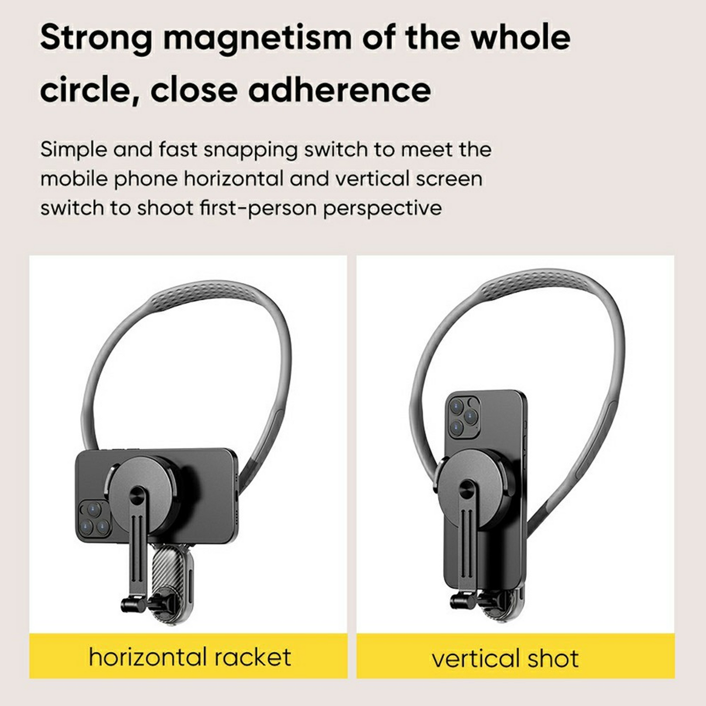 SCS-NH001 Magnetic Neck Phone Holder 360-Degree Rotation Hand Free POV Flexible Phone Neck Mount