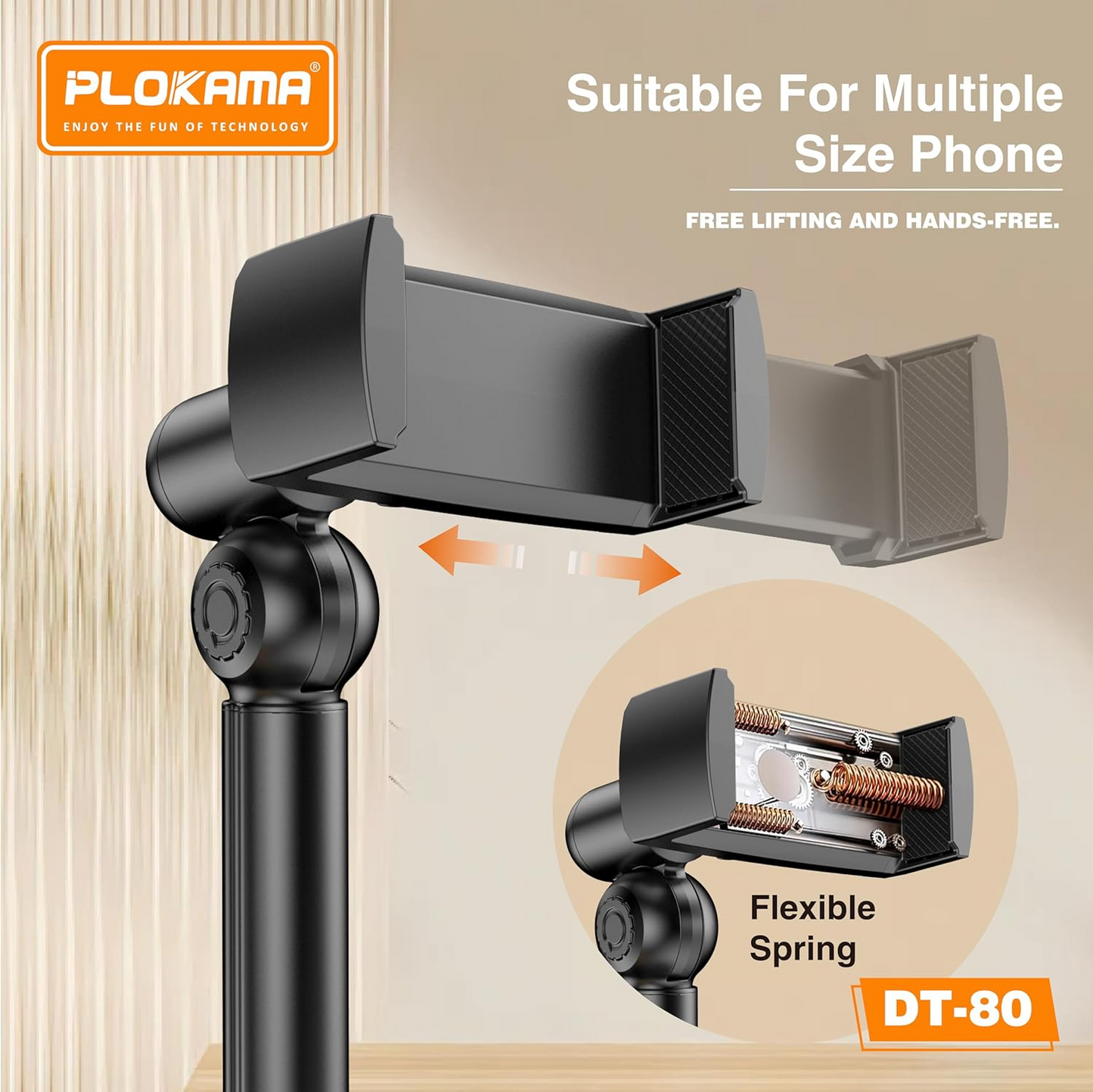 Plokama DT-80 Tabletop Phone & Tablet Holder – 360° Adjustable Stand