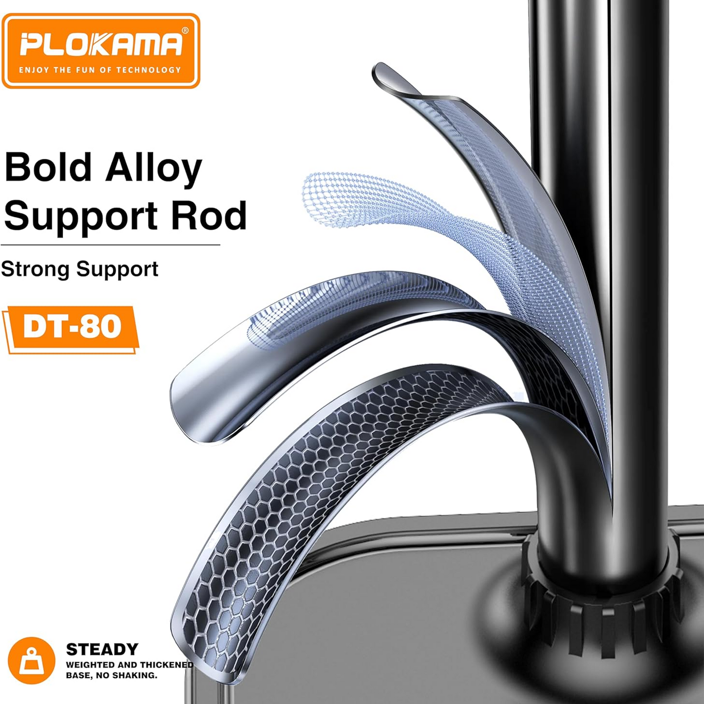 Plokama DT-80 Tabletop Phone & Tablet Holder – 360° Adjustable Stand